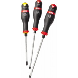 324 H/SH3- Juego de 3 destornilladores para tornillos ranurados y PHILLIPS con superficie de percusión