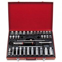 613 1/2" CLI- Surtido de llaves de vaso poligonales en estuche de chapa (35 pzas)