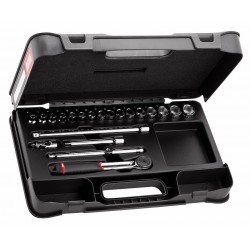 606 3/8" EA- Surtido de llaves de vaso hexagonales en estuche de ABS (21 pzas)