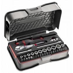608 1/4" EB- Surtido de llaves de vaso hexagonales en estuche ABS (37 pzas)