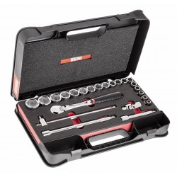 608 1/2" EB- Surtido de llaves de vaso hexagonales en estuche ABS (23 pzas)