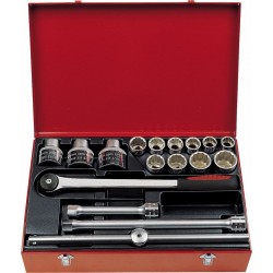 613 N 3/4" IP- Surtido de llaves de vaso poligonales en estuche de chapa (16 pzas)